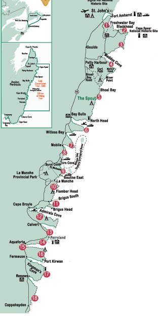 East Coast Trail Map Chris's East Coast Trail Site